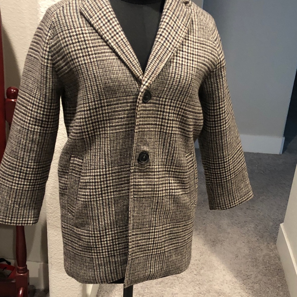 Zara Black and Brown Plaid Blazer